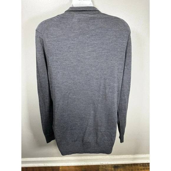 Superdry Idris Elba Mens Gray Pullover Knit 100% Merino Wool Sweater - Picture 4 of 9
